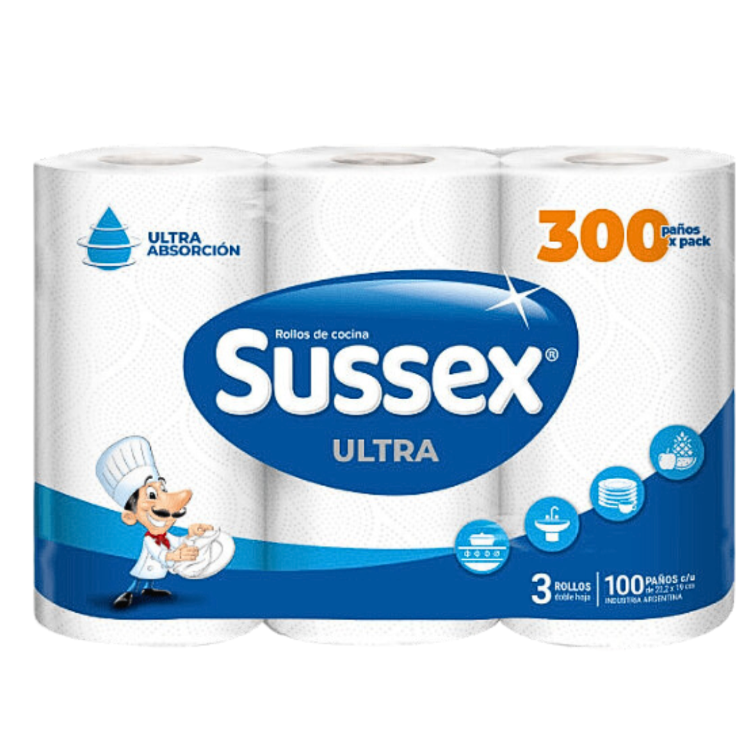3 SUSSEX PREMIUM 100 PAÑOS X 3