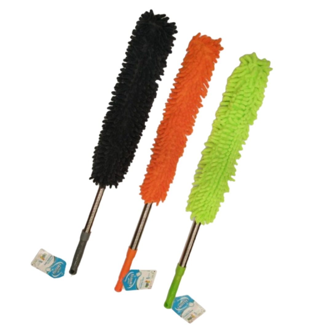 8 PLUMERO DE MICROFIBRA MANGO METÁLICO EXTENSIBLE HASTA 1 METRO